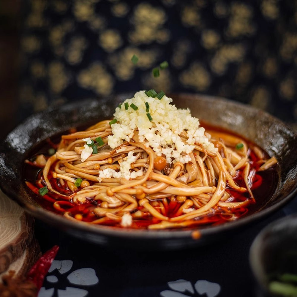 Huichuan-Pickled-Enoki-Mushrooms-with-Green-Sichuan-Pepper-(Tengjiao)-145g-–-Tingling-Spicy-Sichuan-Condiment-4