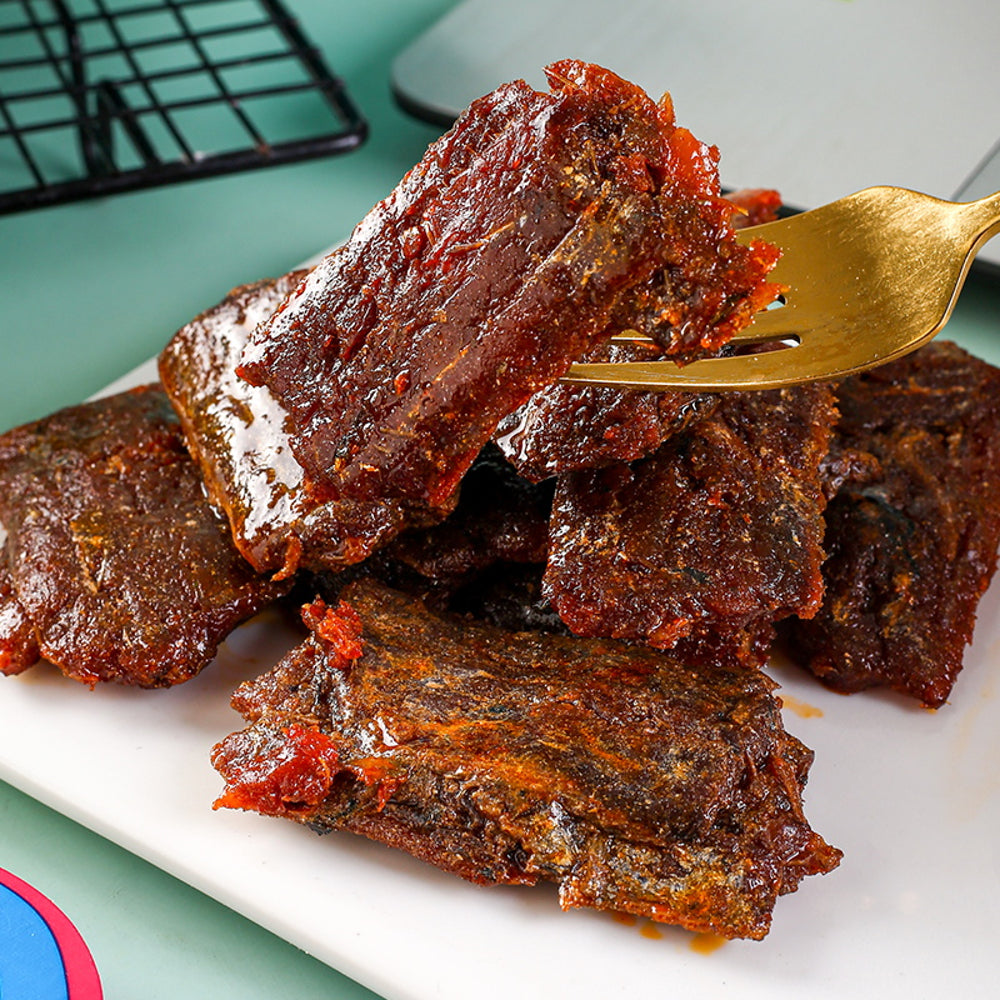 Mengdazui-Hand-Torn-Ribbonfish-Snack-–-Spicy-Flavor-80g---Hot-&-Savory-Fish-Jerky-4