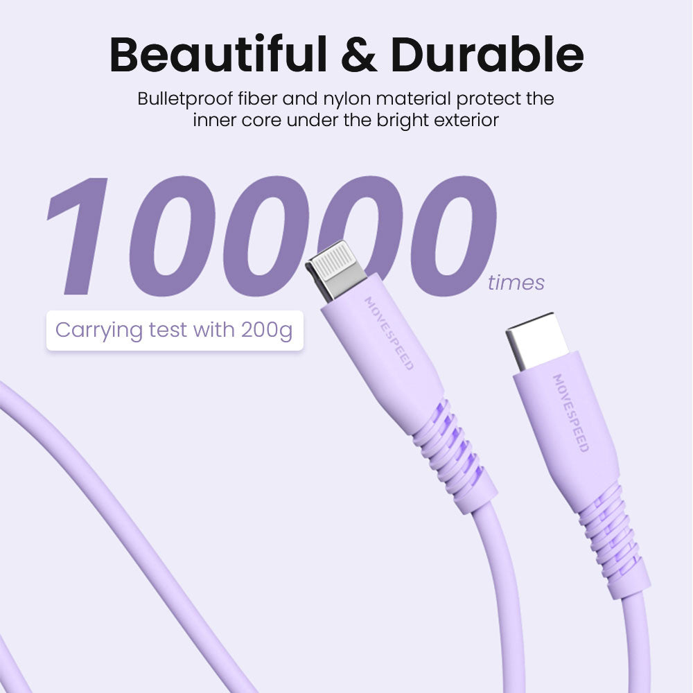 Movespeed-Type-C-to-Lightning-Silicone-Cable-1.2M---Purple-1