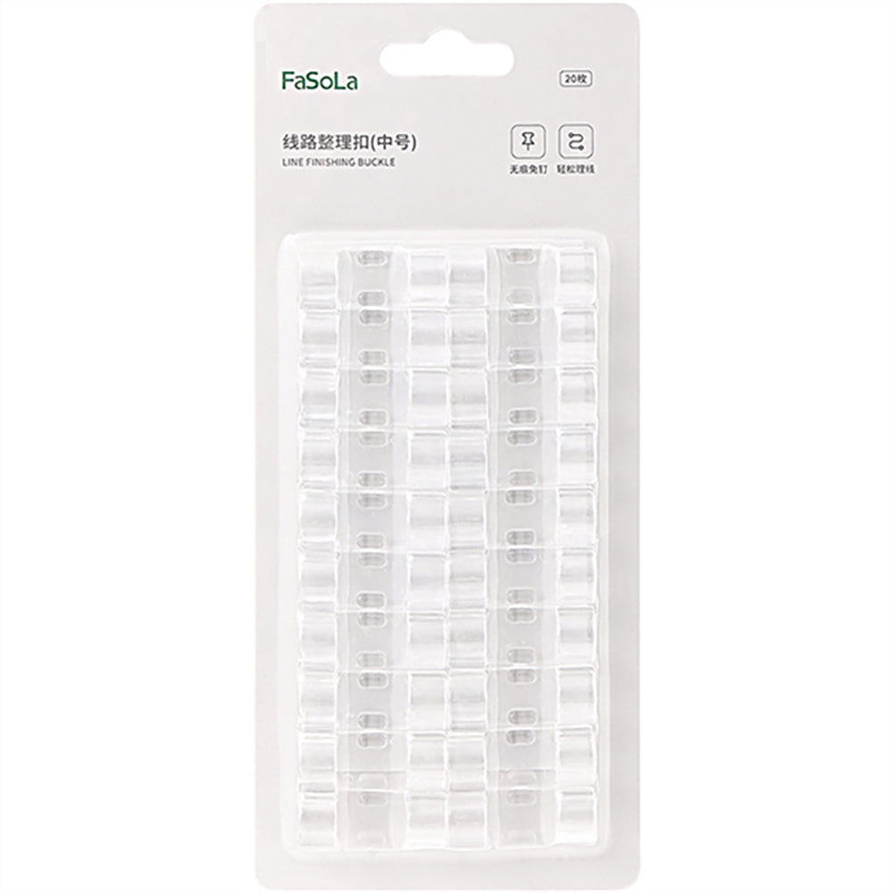 Fasola Transparent Cable Organizer Clips - Medium, 20 Pieces