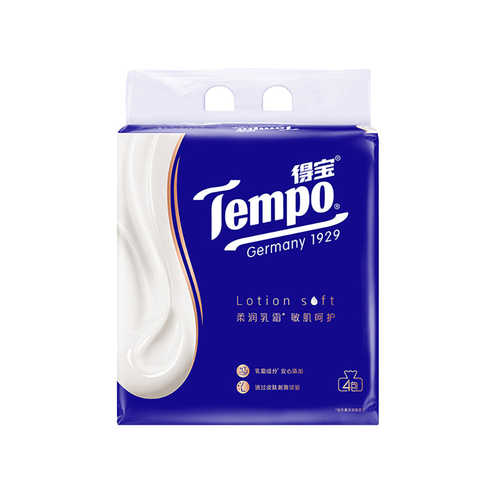 Tempo Pull-Out Creamy Soft Facial Tissues, 70 Sheets per Pack, 4 Packs Included