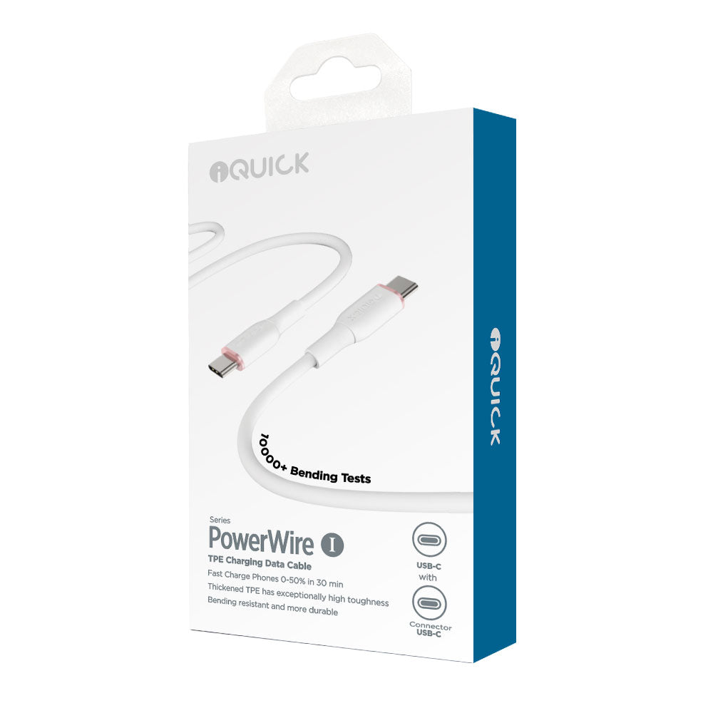 iQuick-Silicone-Charging-Data-Cable-Type-C-to-Type-C-1m-White-1