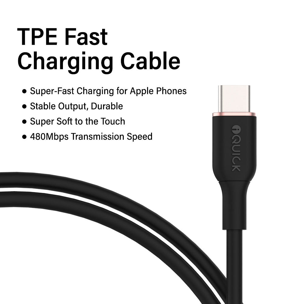 iQuick-Silicone-Charging-Data-Cable-Type-C-to-Type-C-0.5m-White-1