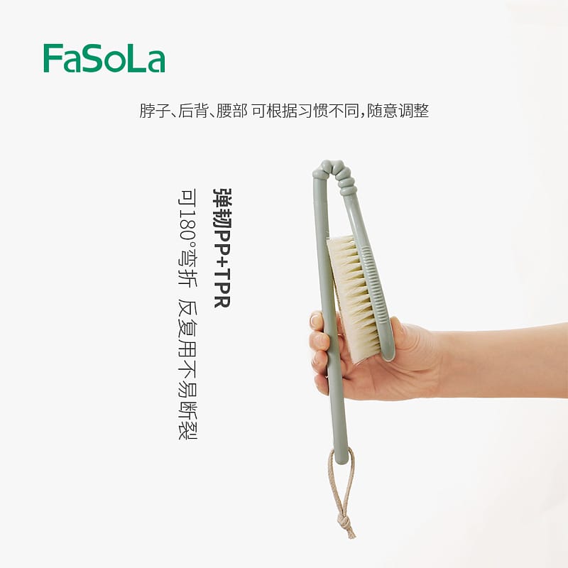 FaSoLa-Foldable-Long-Handle-Bath-Brush-with-Soft-Bristles---Green-1