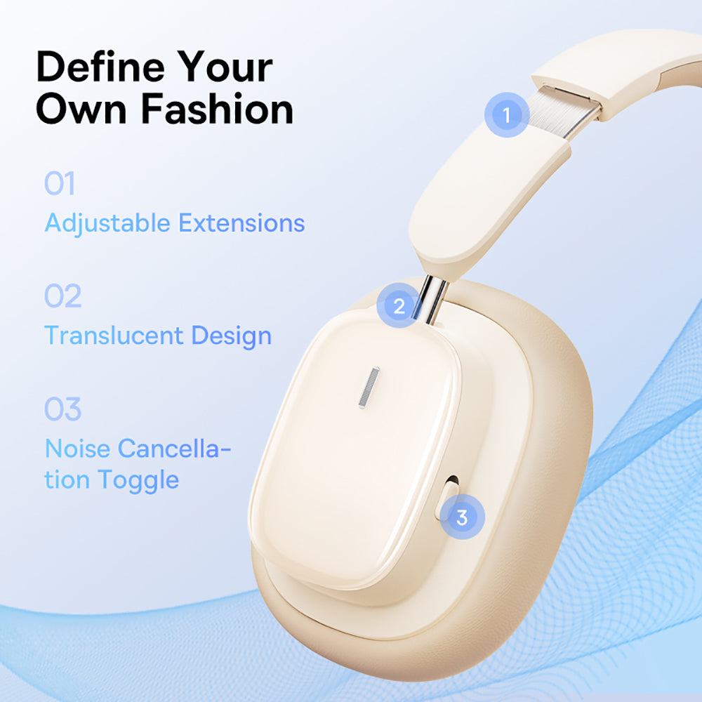 Baseus-Bowie-Series-H1i-Over-Ear-Noise-Cancelling-Bluetooth-Headphones---Starlight-White,-International-Version-1