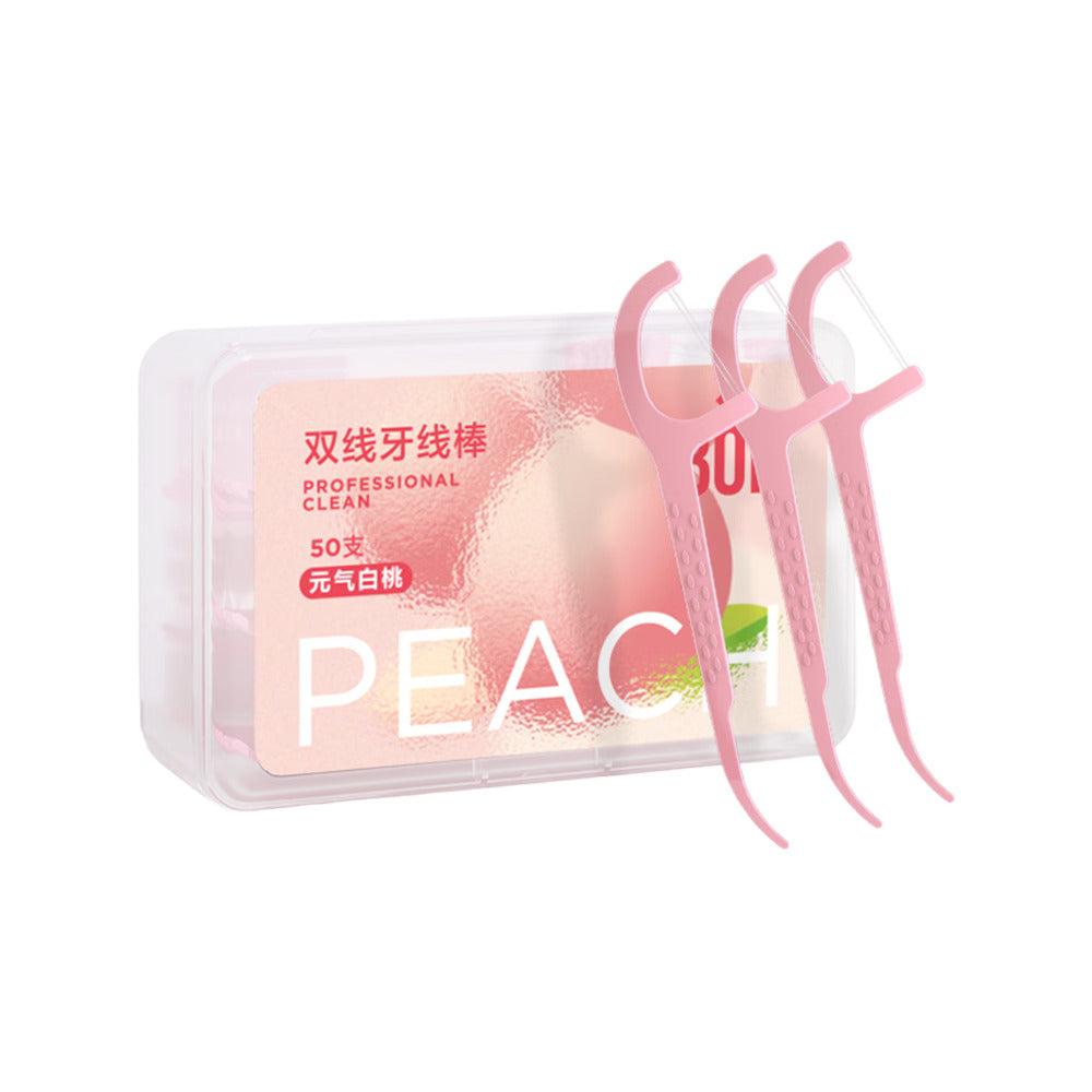 BOP-Dual-Line-Floss-Picks-Peach-Flavor---50-Pieces-1