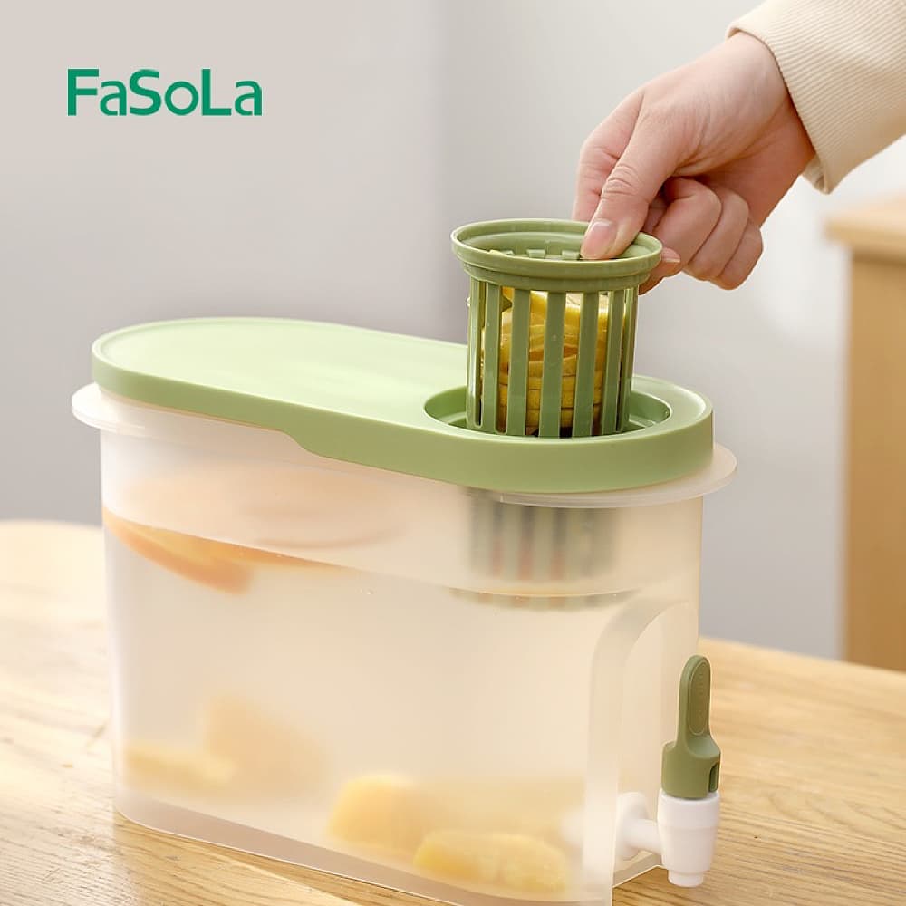 FaSoLa-Household-Transparent-Cold-Water-Pitcher-with-Faucet---Green,-3.9L-1