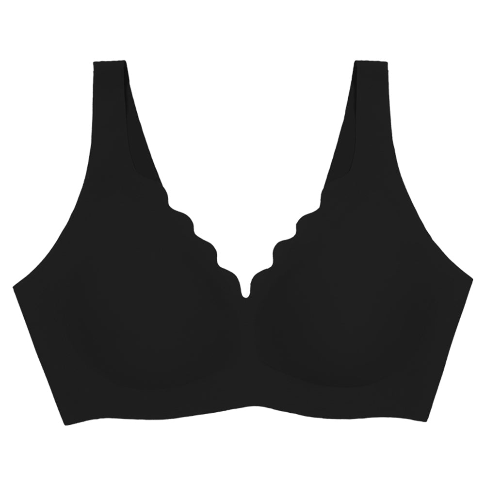 Ubras-Seamless-Deep-V-Neck-Scallop-Edge-Bra---Black-1