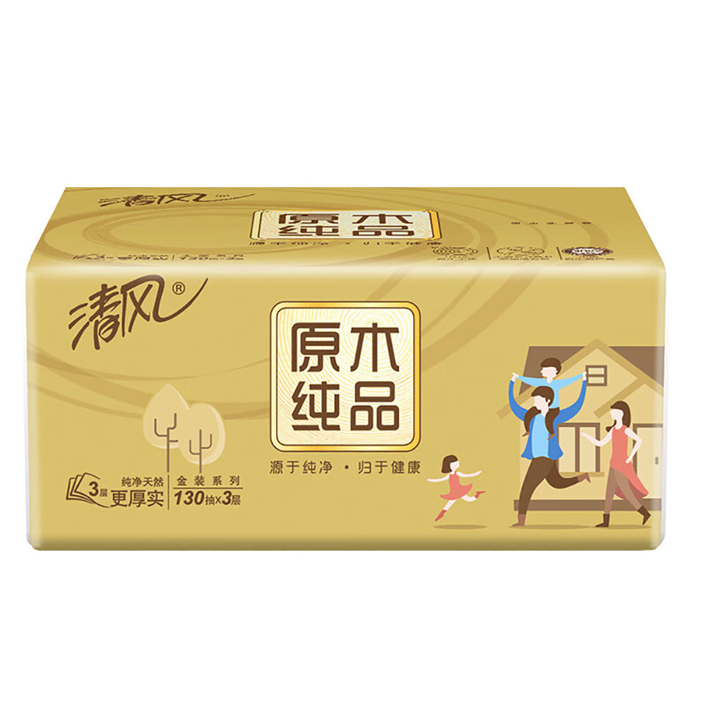 Qingfeng-Gold-Series-Natural-Wood-Pulp-Tissues-3-Ply-130-Sheets-x-6-Packs-x-2-1