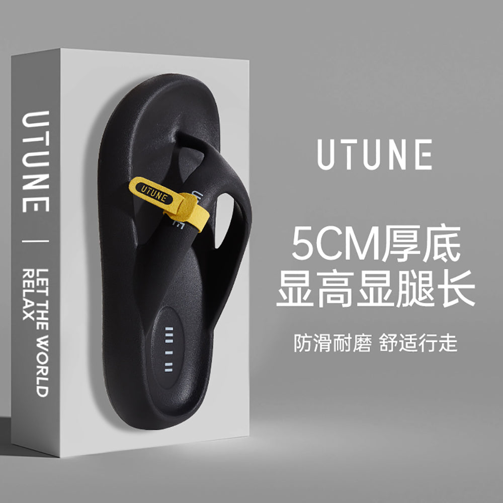 UTUNE-Thick-Soled-Height-Increasing-Flip-Flops---Obsidian-Black,-Size-40-41-1