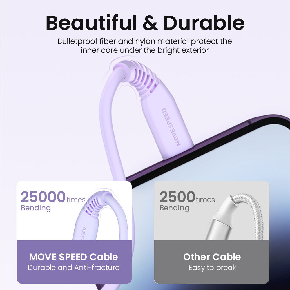 Movespeed-Type-C-to-Lightning-Silicone-Cable-1.2M---Purple-1