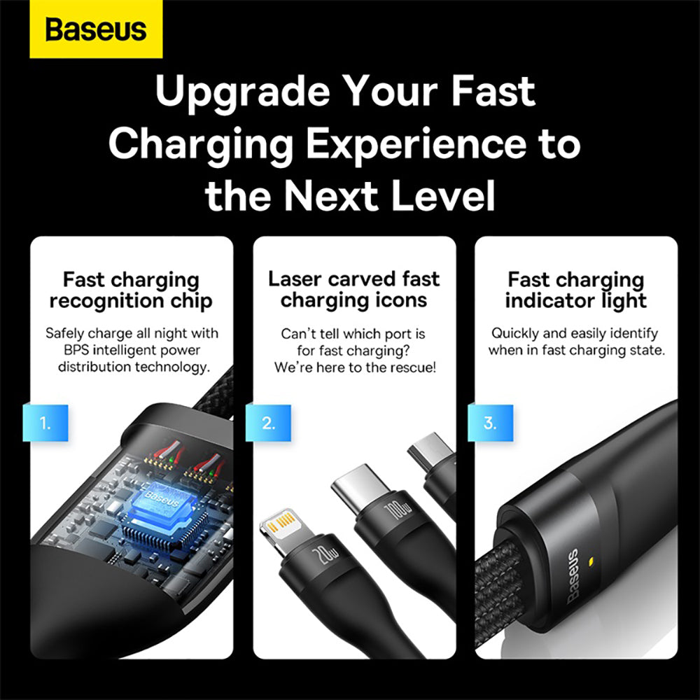 Baseus-Flash-Series-II-3-in-1-Fast-Charging-Cable-Type-C-to-M+L+C-100W-1.5m-Black-1