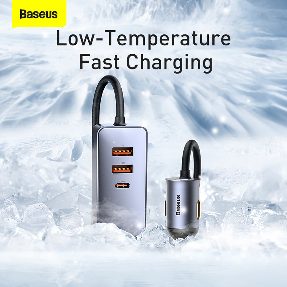 Baseus-PPS-Multi-port-Fast-Charging-Car-Charger-with-Extension-Cord---120W,-Space-Gray-1