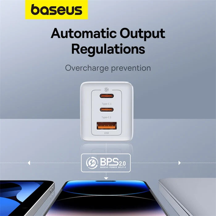 Baseus-GaN5-Pro-Fast-Charger-2C+U-65W---Australian-Plug,-Moon-White-1