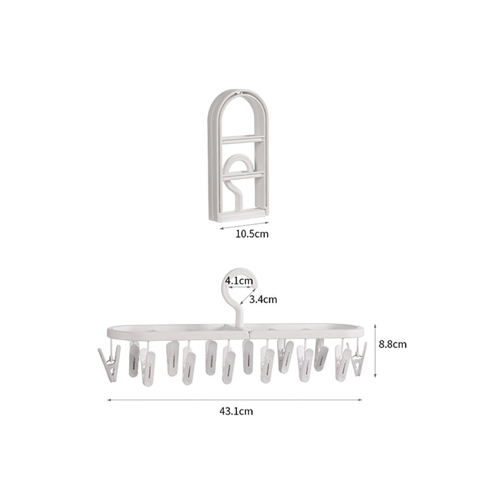 FaSoLa Foldable Drying Rack with 14 Clips - White