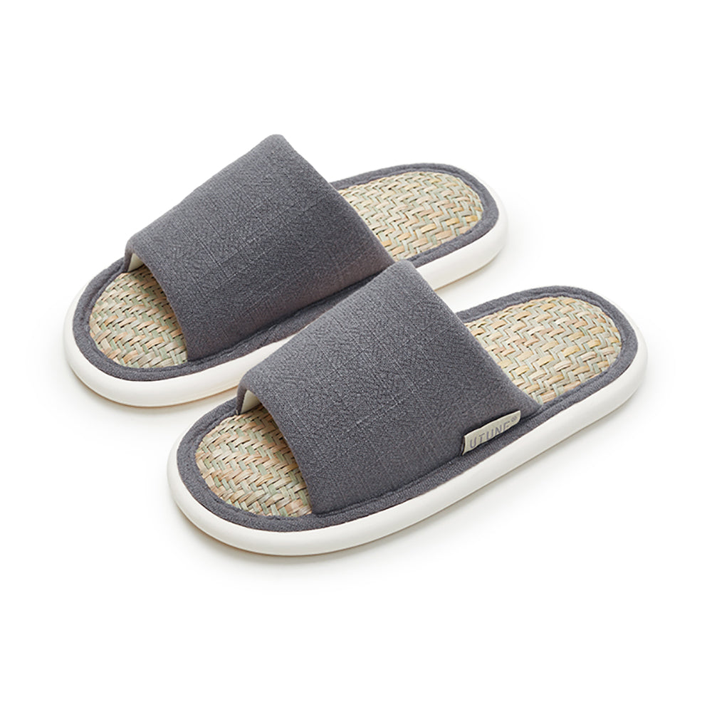 UTUNE-Men's-Open-Toe-Linen-Slippers---Dark-Gray,-Size-42-43-1