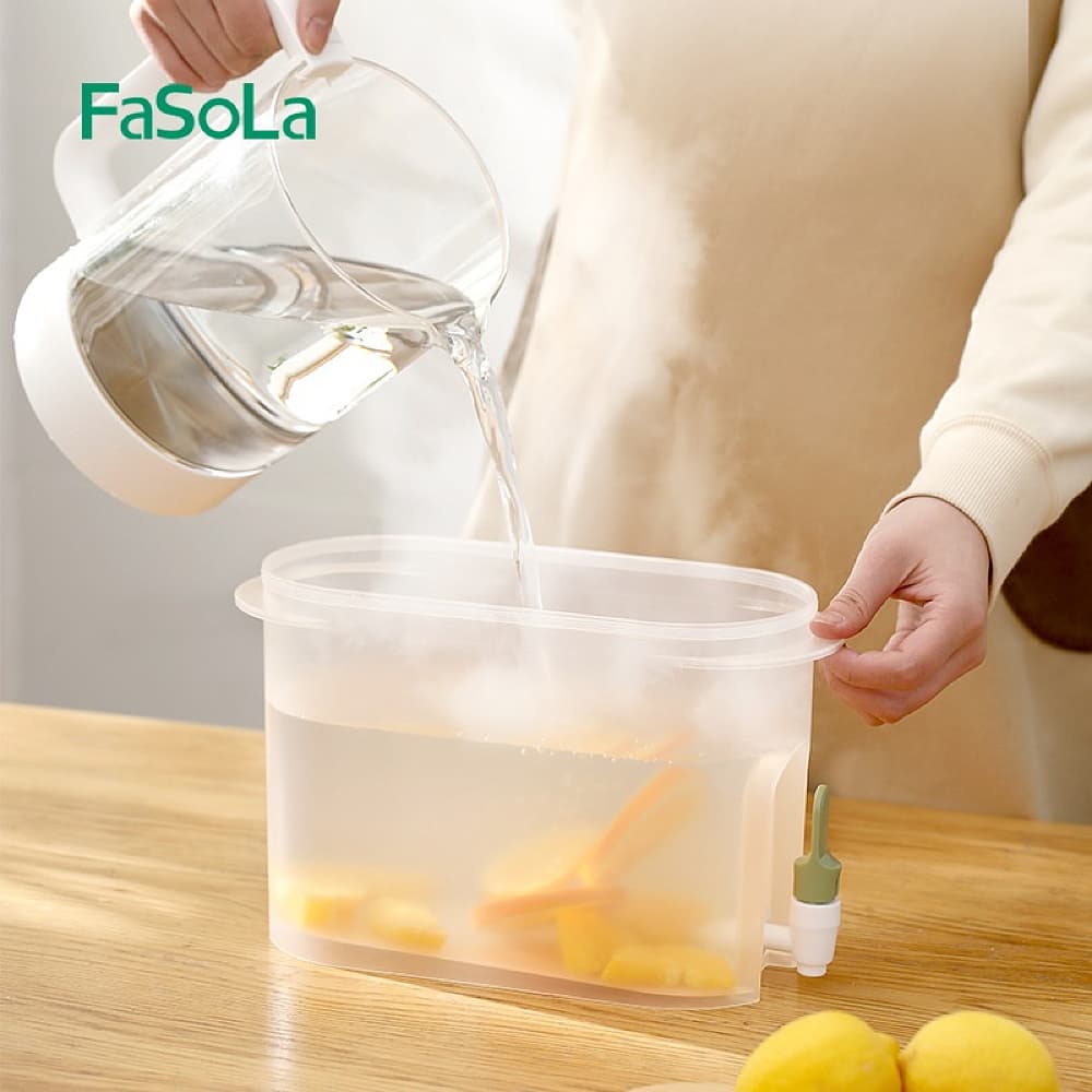 FaSoLa-Household-Transparent-Cold-Water-Pitcher-with-Faucet---Green,-3.9L-1