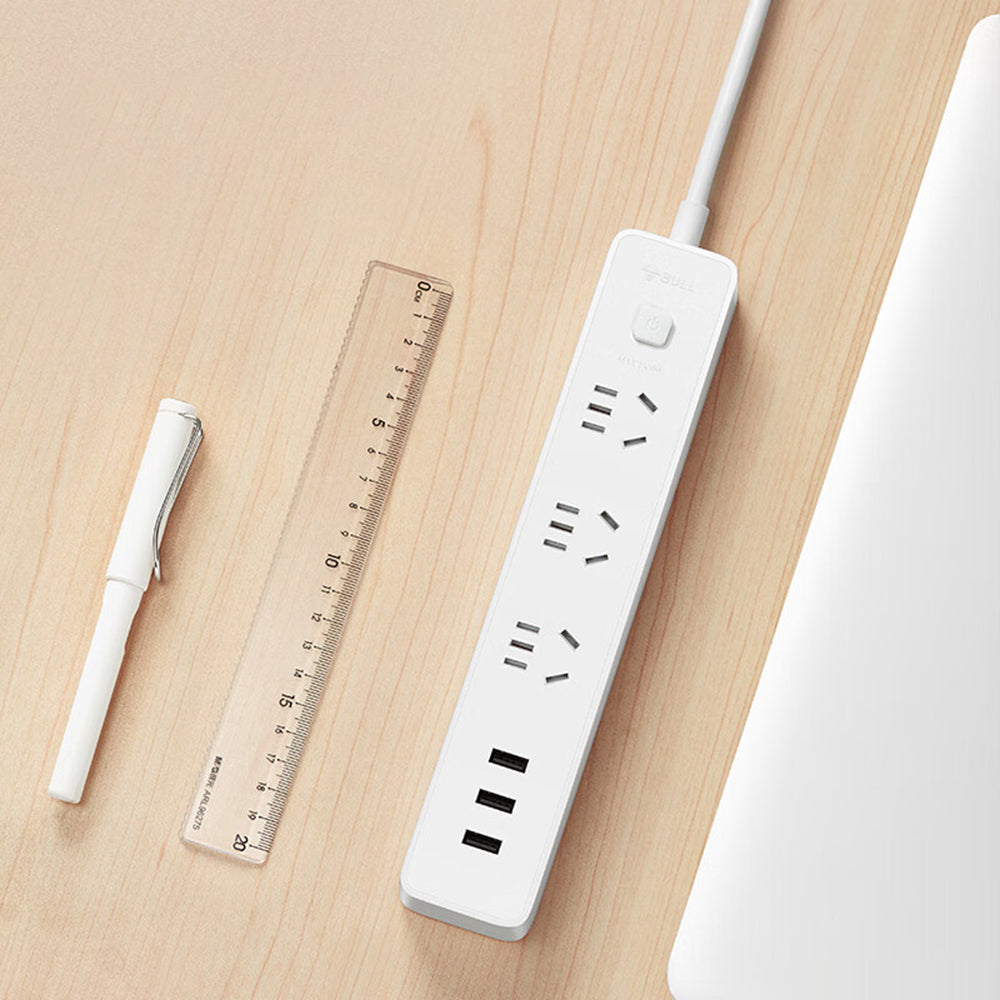 Bull-Brand-3-Outlet-+-3-USB-Port-Power-Strip-with-3m-Cord,-White---Model-B403U-1