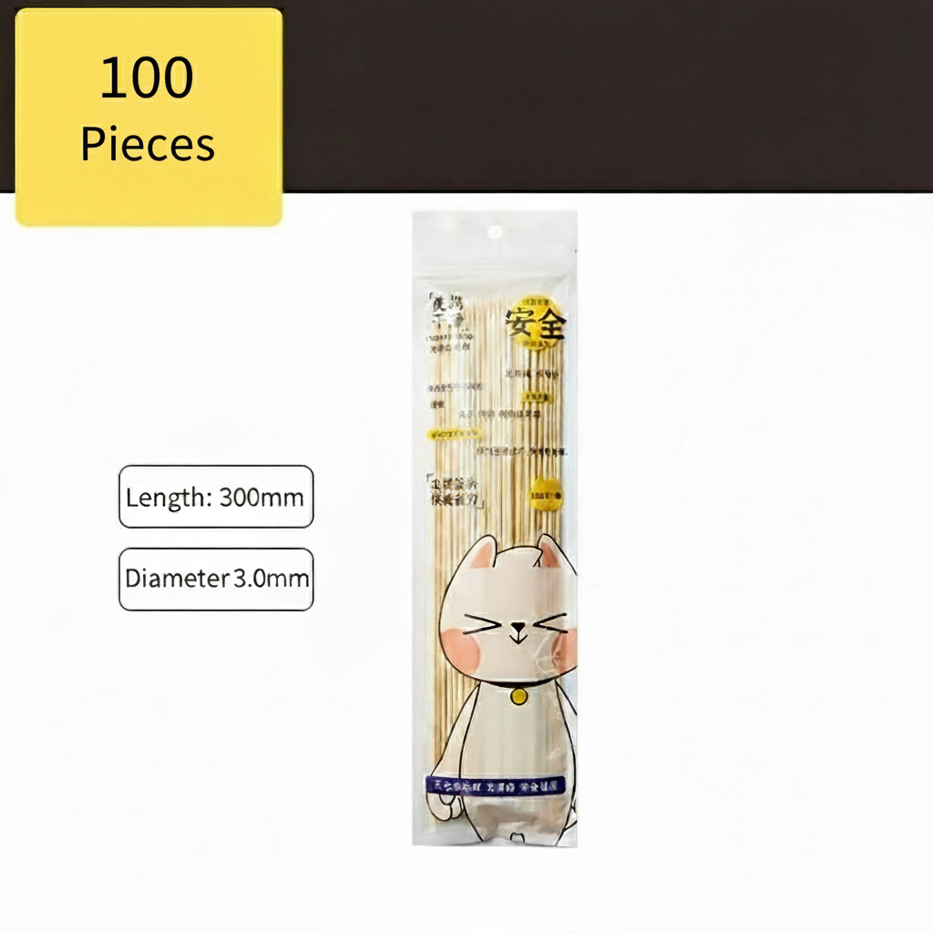 Cooker King Bamboo BBQ Skewers – 100 Pieces - Natural Polished Disposable Bamboo Sticks for Grilling, Kebabs & Party Appetisers
