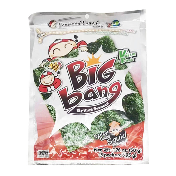 Rong Biển Nướng Big Bang 50 g (8 gói) – snack rong biển vị mực cay