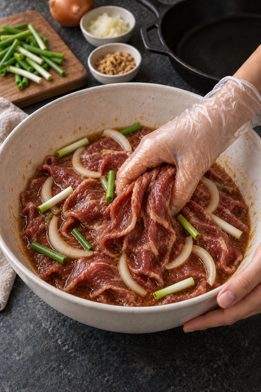 Beef Bulgogi, Korean BBQ Beef at Home, step 3: Marinate the beef