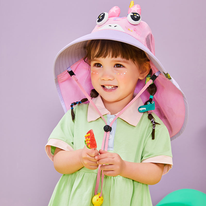 Lemonkid-Children's-Sun-Hat---Castle-Purple-Unicorn-(Small)-with-Extra-Wide-Brim-&-Neck-Flap,-Includes-Whistle-1