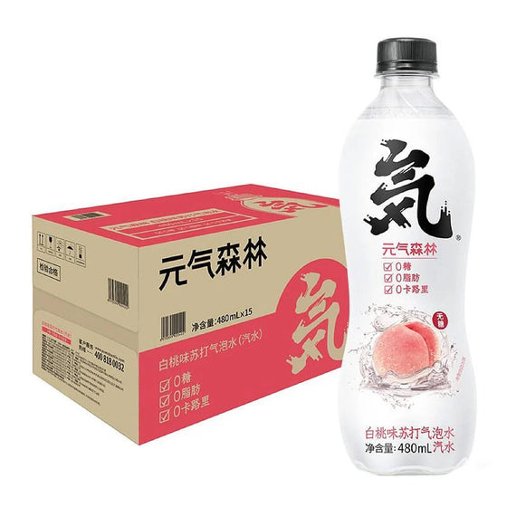 Genki Forest White Peach Flavoured Sparkling Water 480ml*15 Bottles/Case