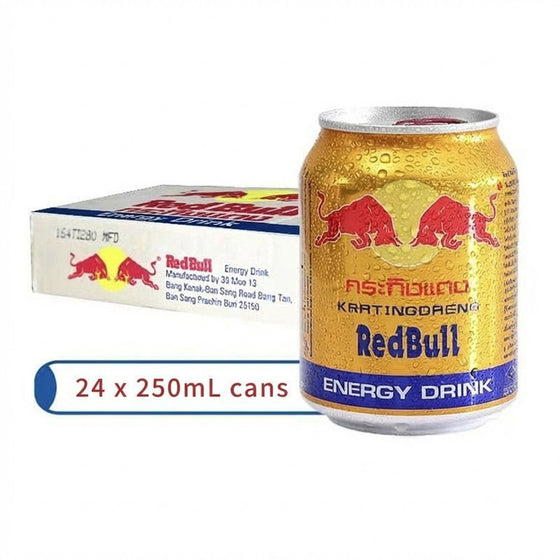 Red Bull Thái Lon Vàng 250 ml × 24 – nước tăng lực chuẩn Thái